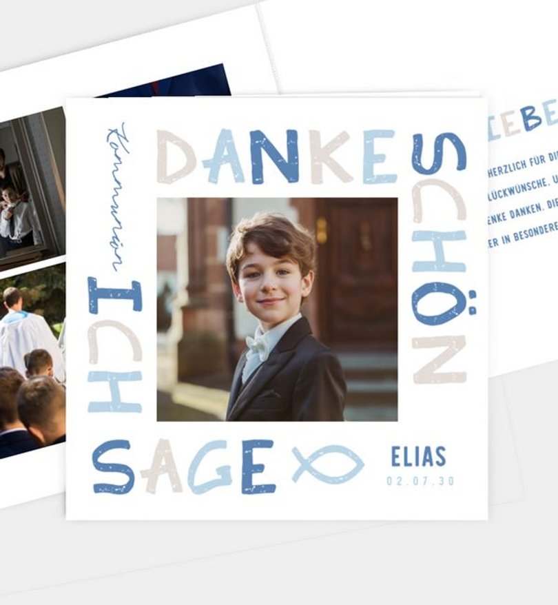Dankeskarte Kommunion Himmlische Grüße