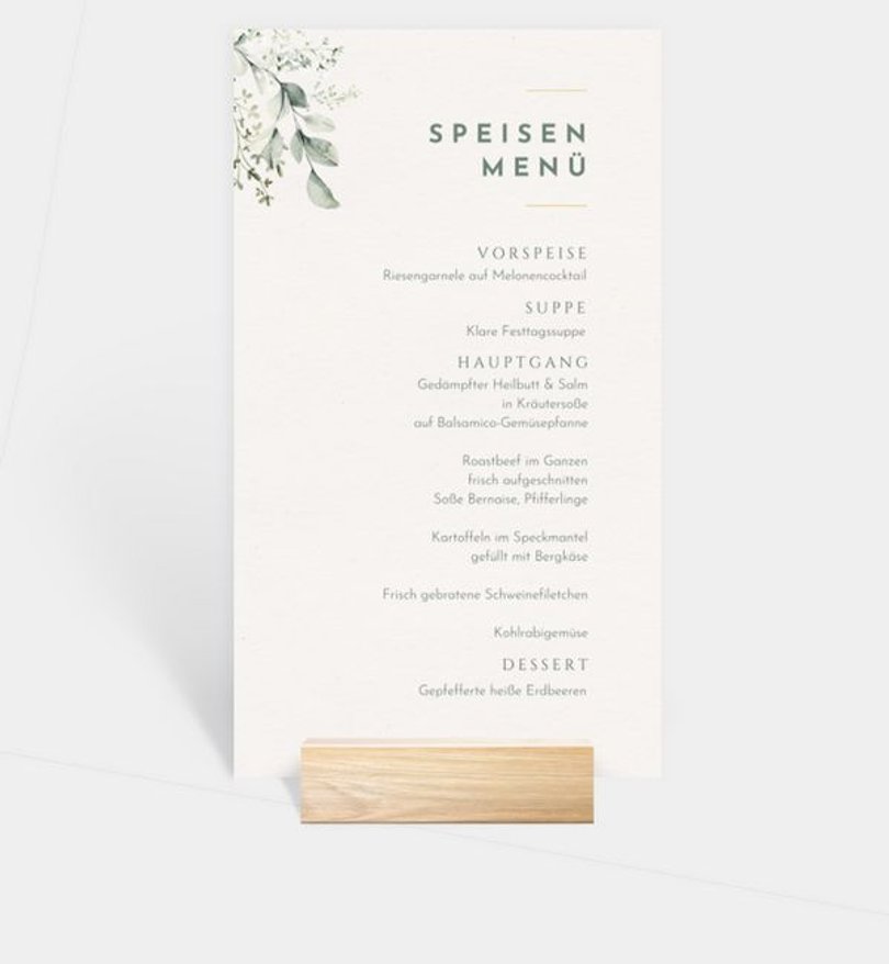 Menükarte Hochzeit Farn
