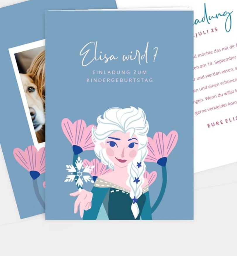Einladungskarte Kindergeburtstag Frozen · Eisblume