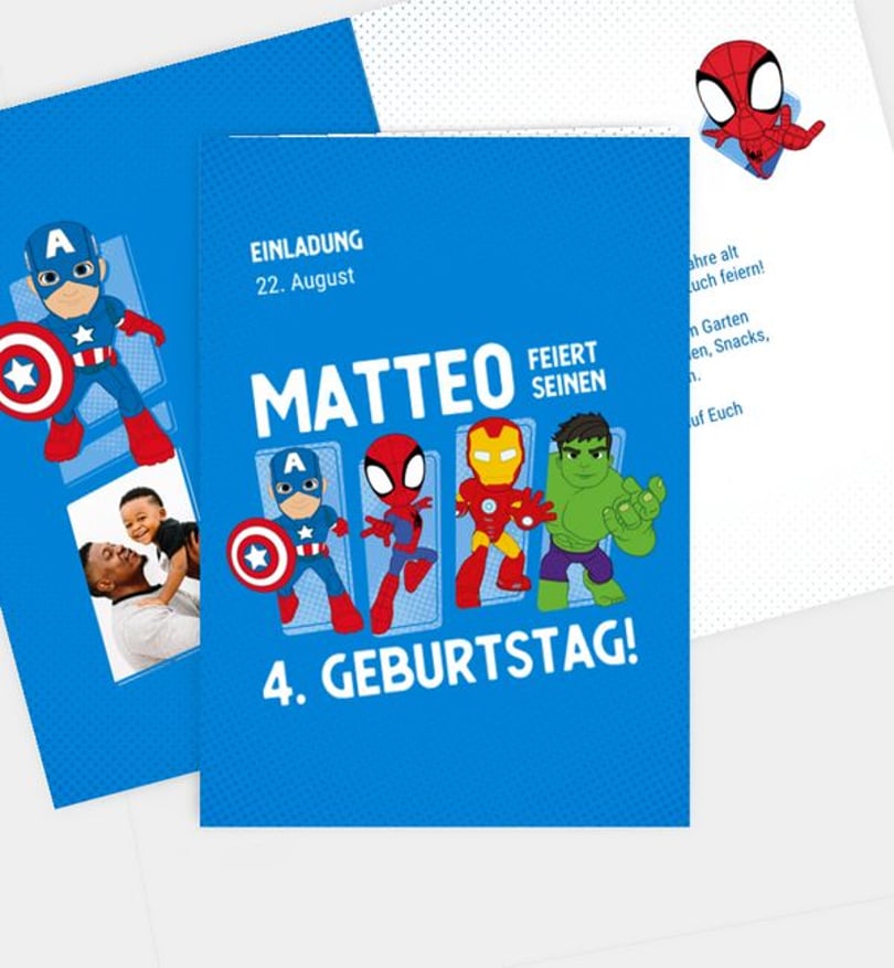 Einladungskarte Kindergeburtstag Spidey · Team Up