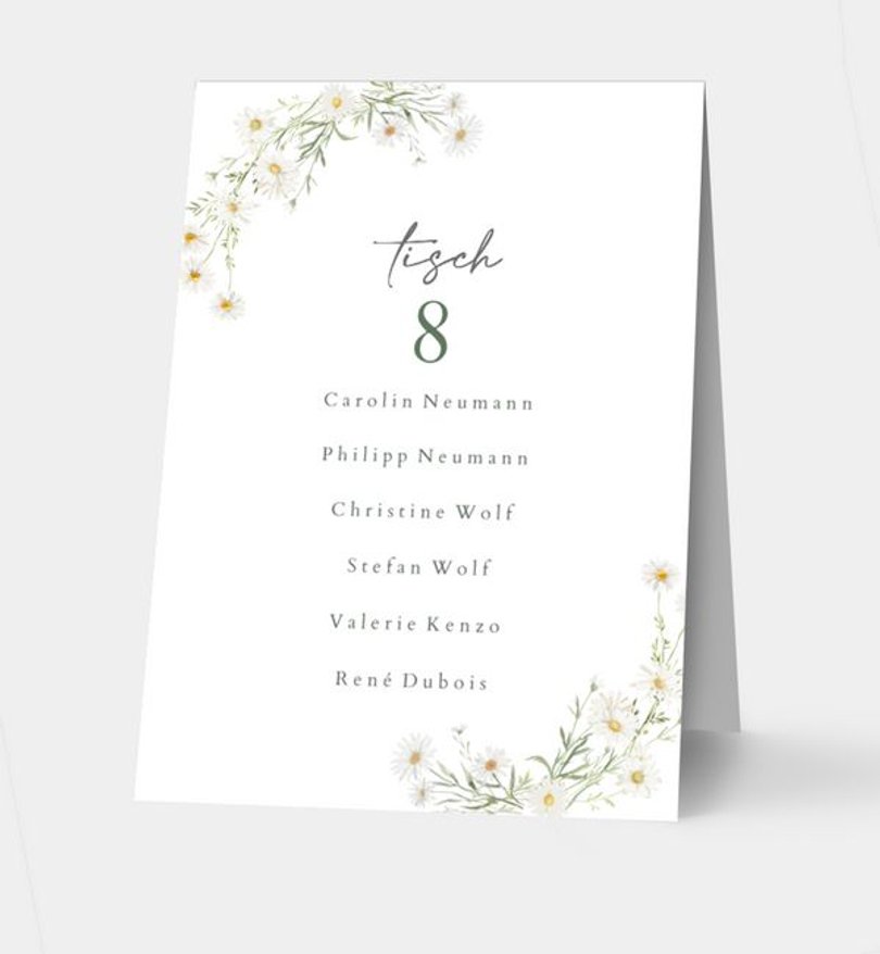 Gruppentischkarte Hochzeit Daisy Dreams