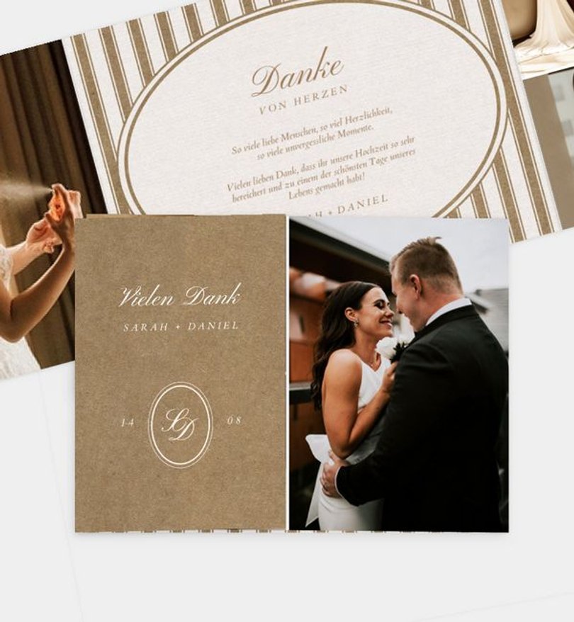 Dankeskarte Hochzeit Elegant Love · Vintage