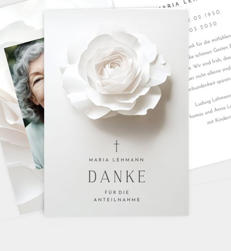 Dankeskarte Trauer Silent Rose
