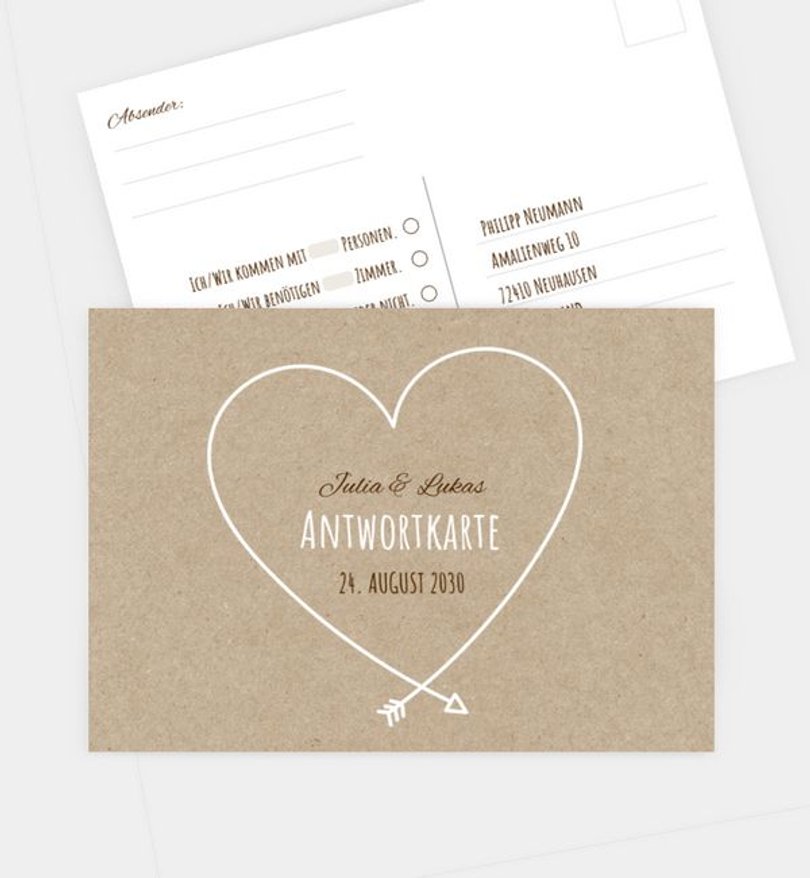 Antwortkarte Hochzeit Herzblatt