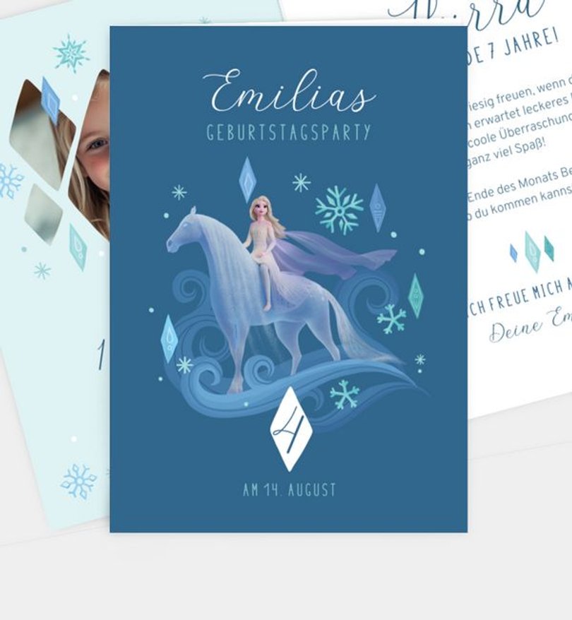 Einladungskarte Kindergeburtstag Frozen · Icy Adventure