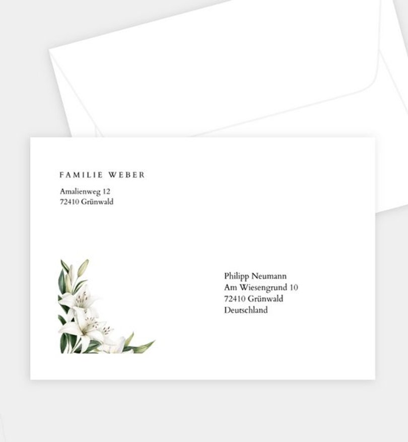 Briefumschlag Trauer Eternal Lilies