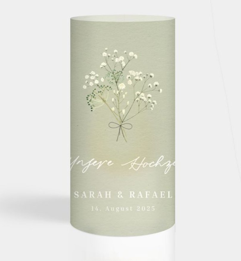 Windlichtkarte Hochzeit Schleierkraut