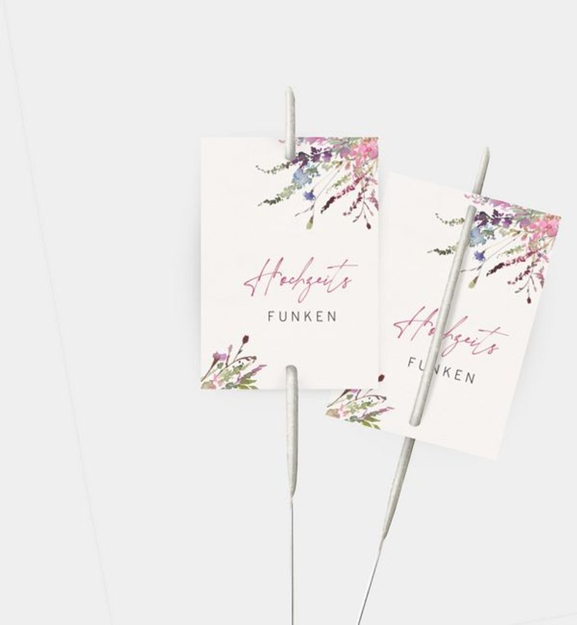 Wunderkerzenetikett Hochzeit Wildblumen