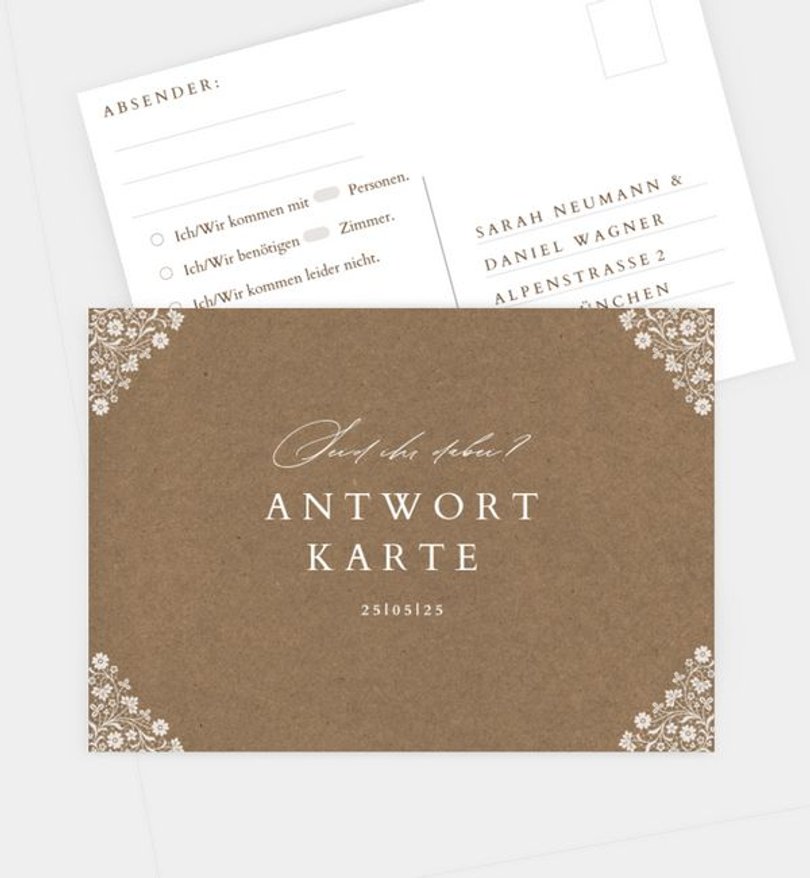 Antwortkarte Hochzeit Vintage Lace
