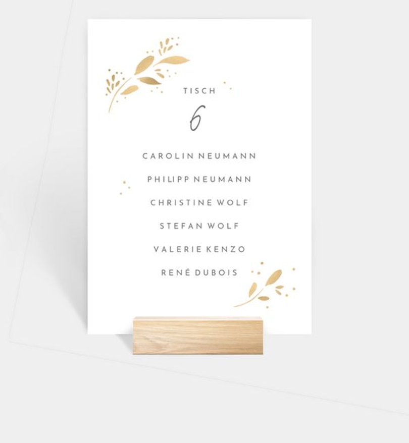 Gruppentischkarte Hochzeit Goldregen