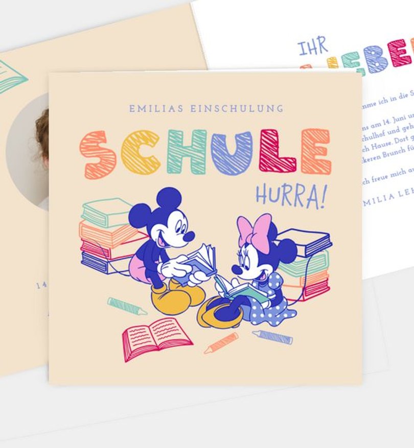 Einladungskarte Einschulung Micky Maus · Doodle Memories