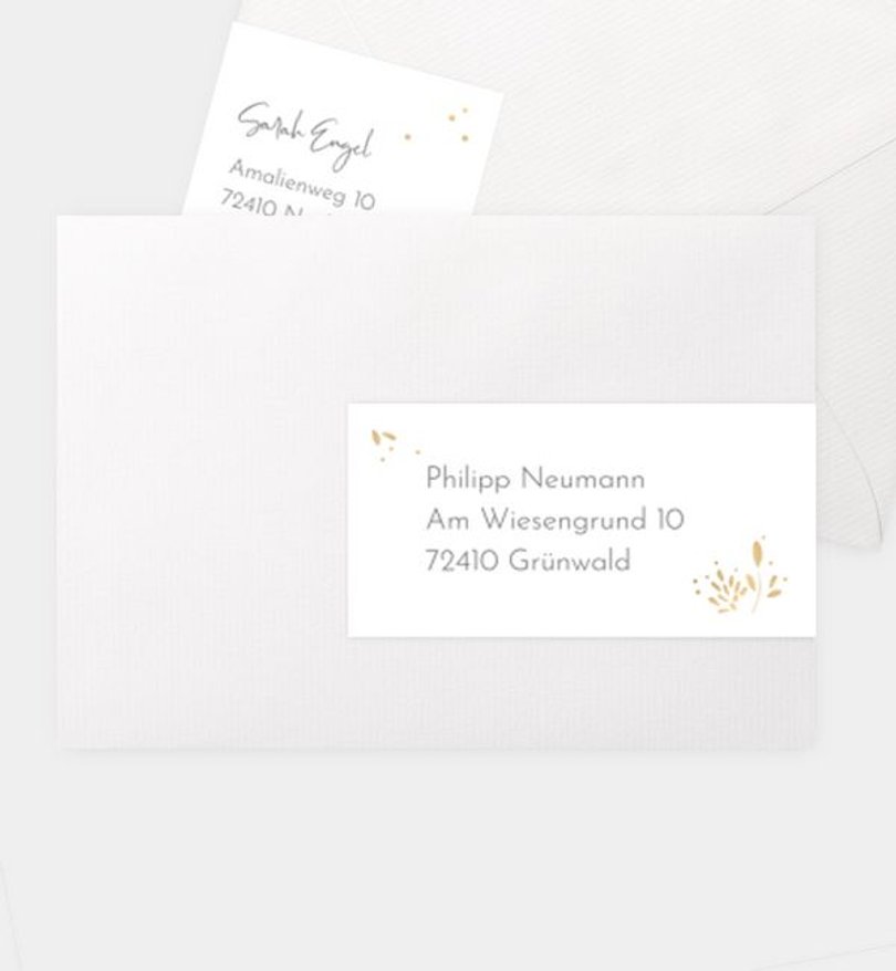 Adressaufkleber Hochzeit Goldregen
