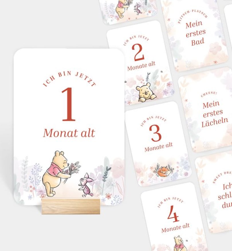 Meilenstein Karte Geburt Winnie Puuh · Misty Mornings