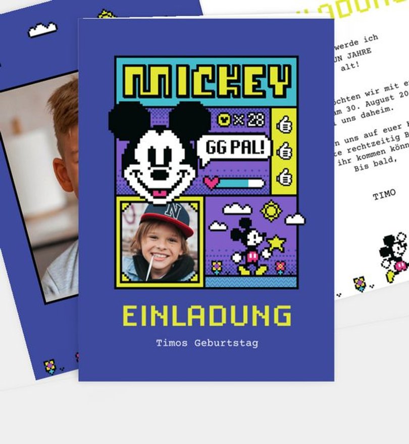 Einladungskarte Kindergeburtstag Micky Maus · Next Level