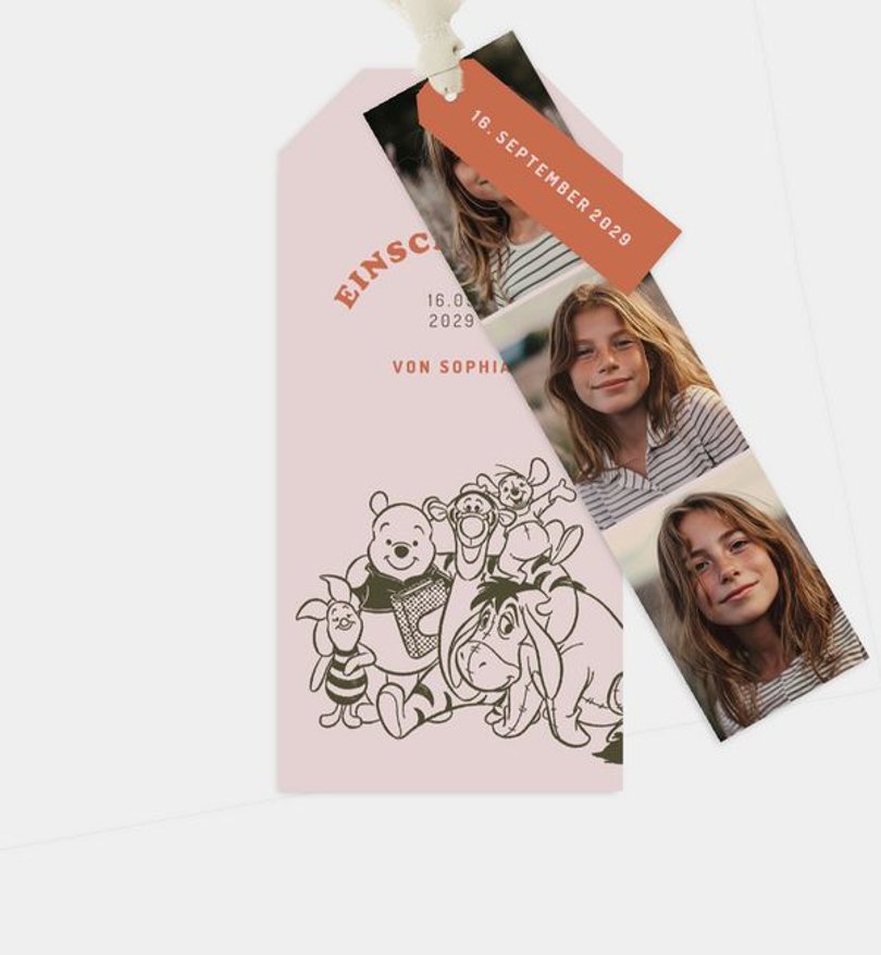 Einladungskarte Einschulung Winnie Puuh · Book Lovers Club