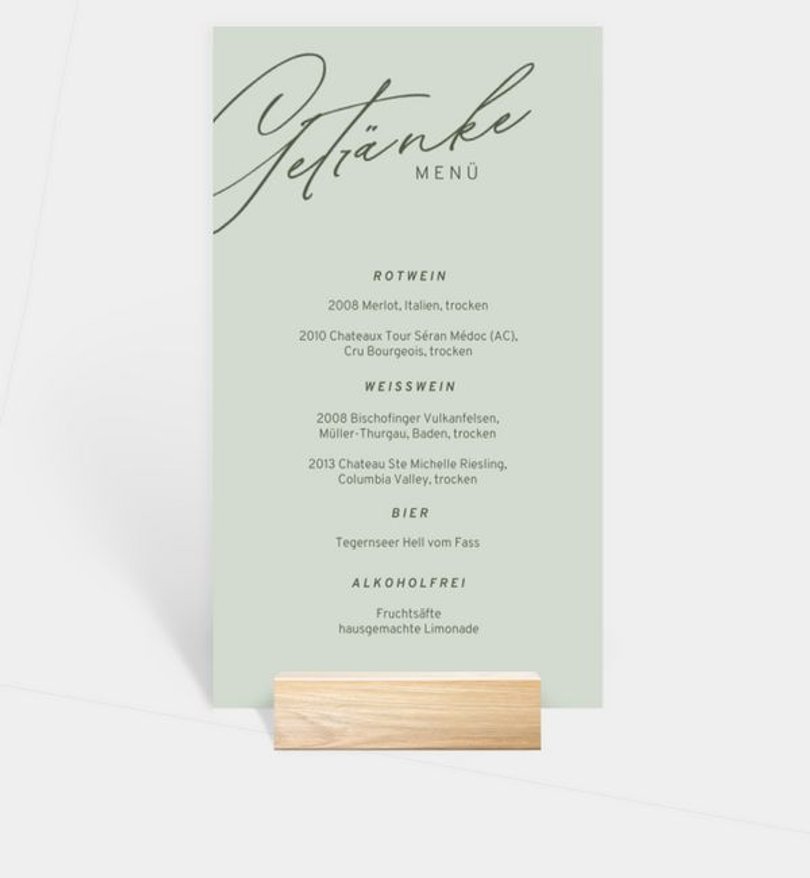 Menükarte Hochzeit Für immer wir