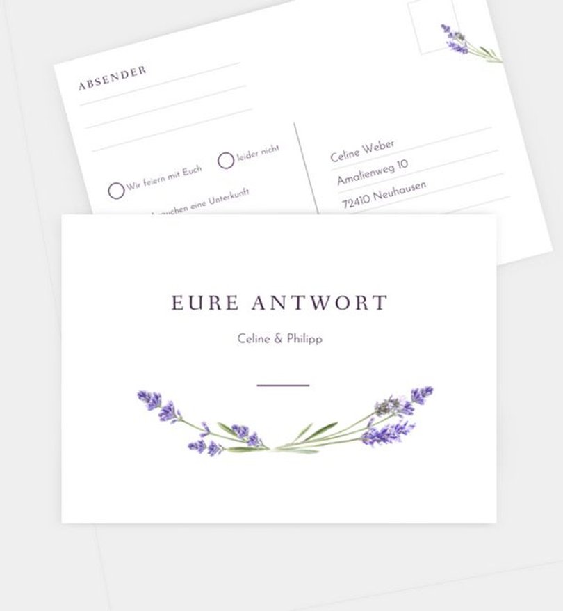 Antwortkarte Hochzeit Lavender