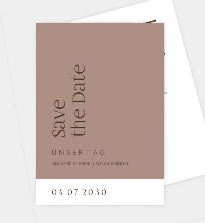 Save-The-Date Karte Hochzeit Mokka Vibe