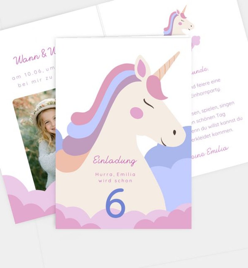 Einladungskarte Kindergeburtstag Einhorntraum