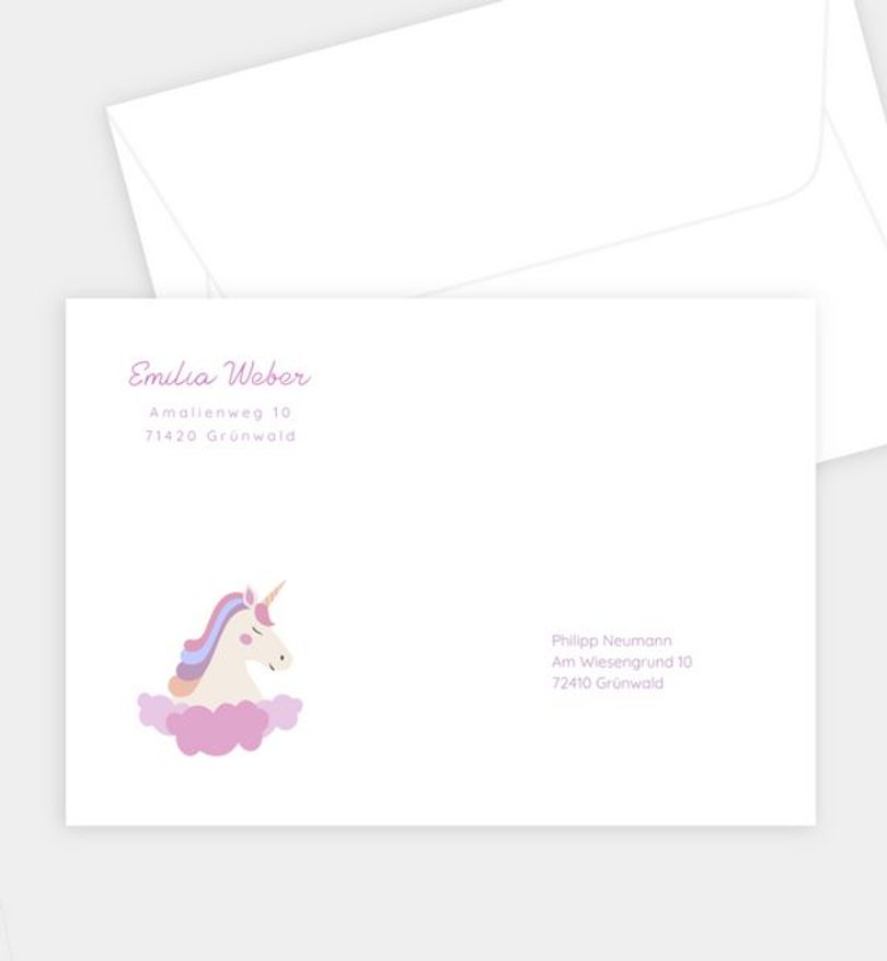 Briefumschlag Kindergeburtstag Einhorntraum