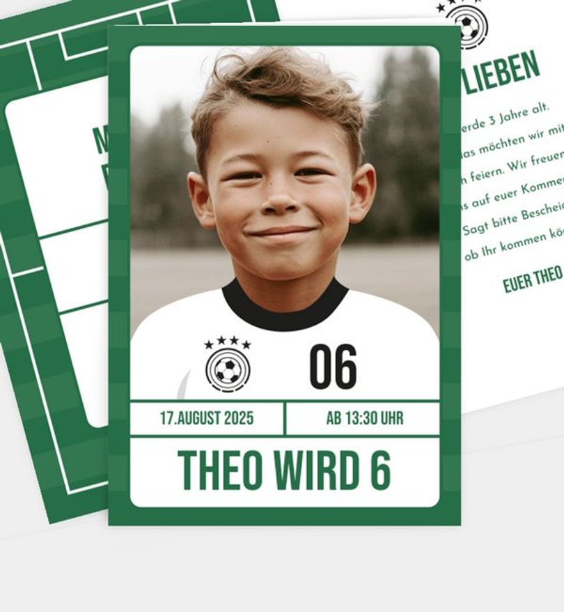 Einladungskarte Kindergeburtstag Fußball Star