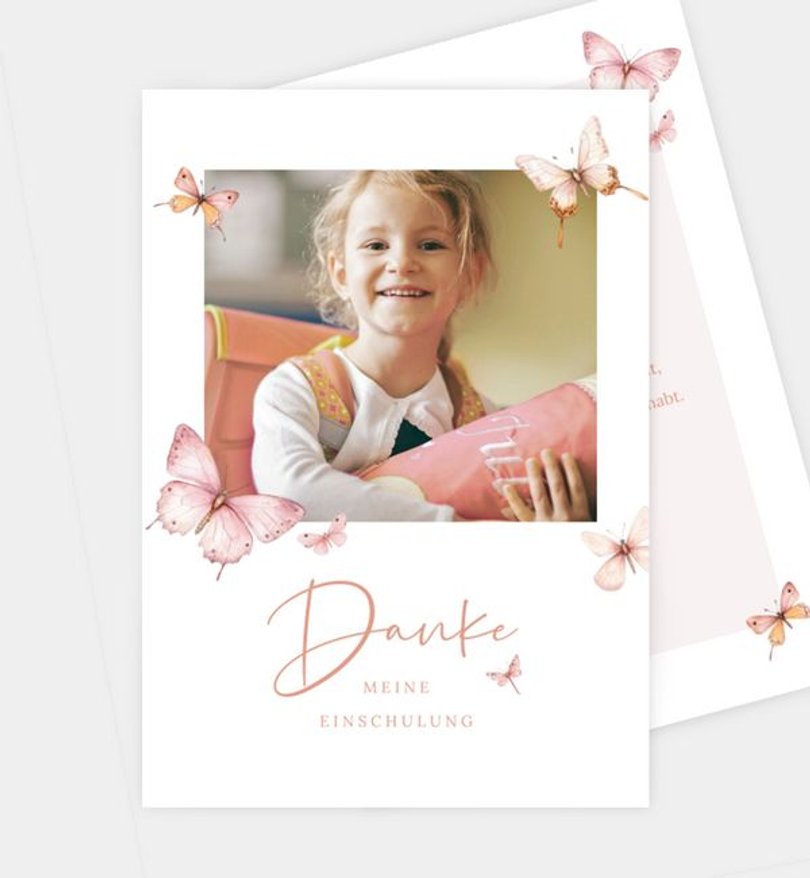 Dankeskarte Einschulung Schmetterlingsmomente