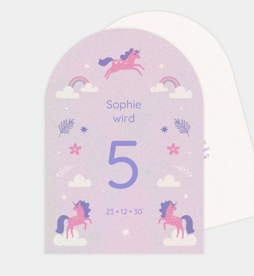 Einladungskarte Kindergeburtstag Einhorn Mix