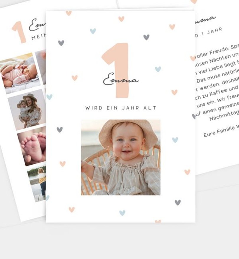 Einladungskarte Kindergeburtstag Kleine Herzen