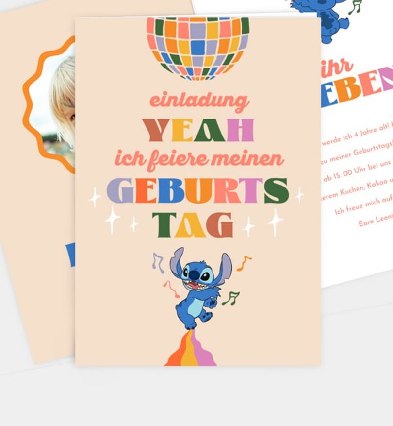 Einladungskarte Kindergeburtstag Stitch · Movin' & Groovin'