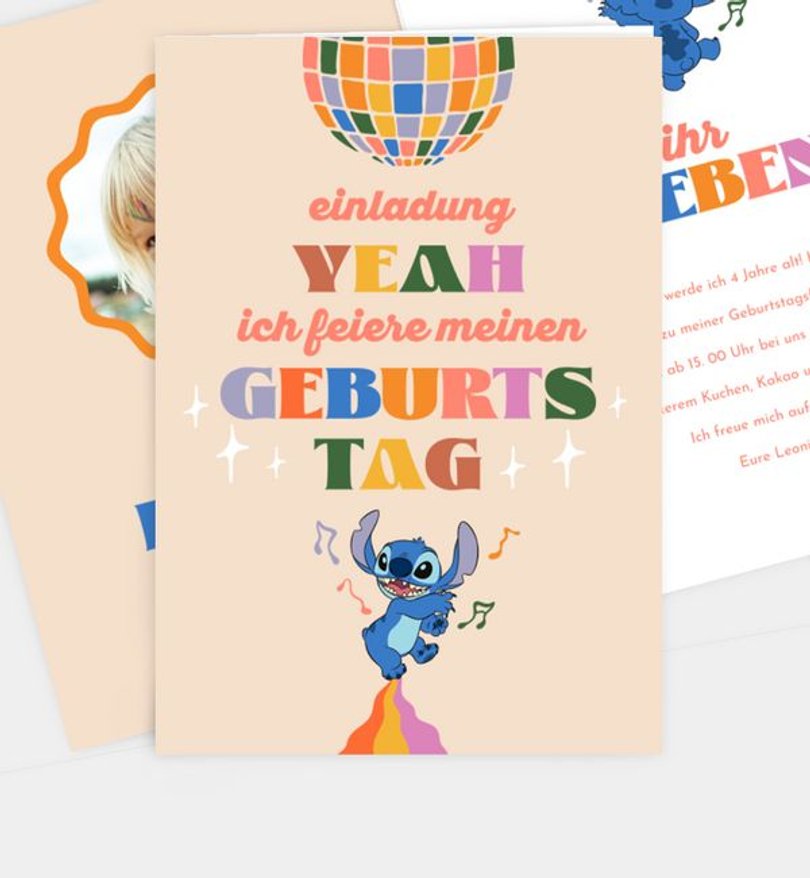 Einladungskarte Kindergeburtstag Stitch · Movin' & Groovin'
