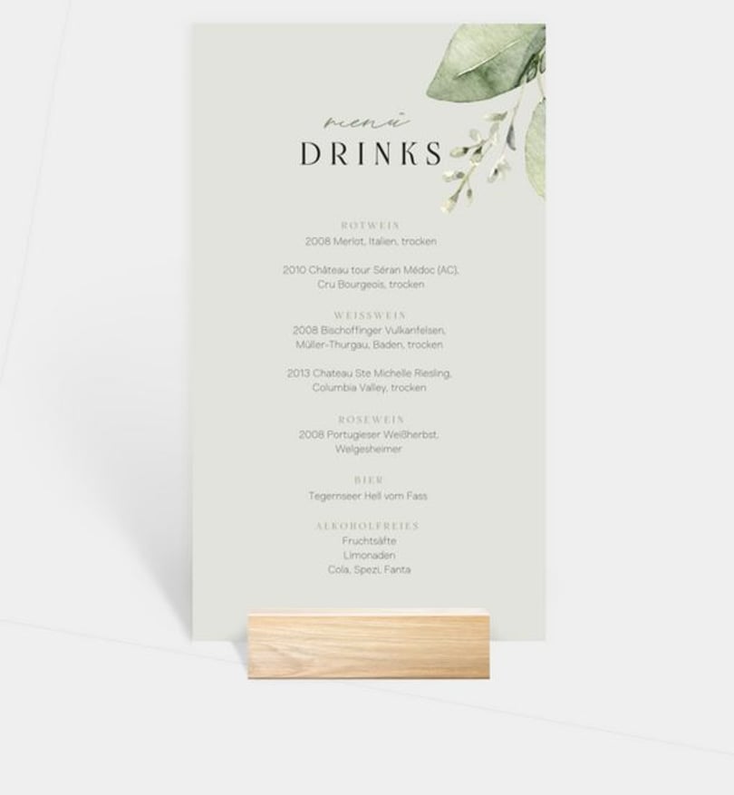 Menükarte Hochzeit Tender Love