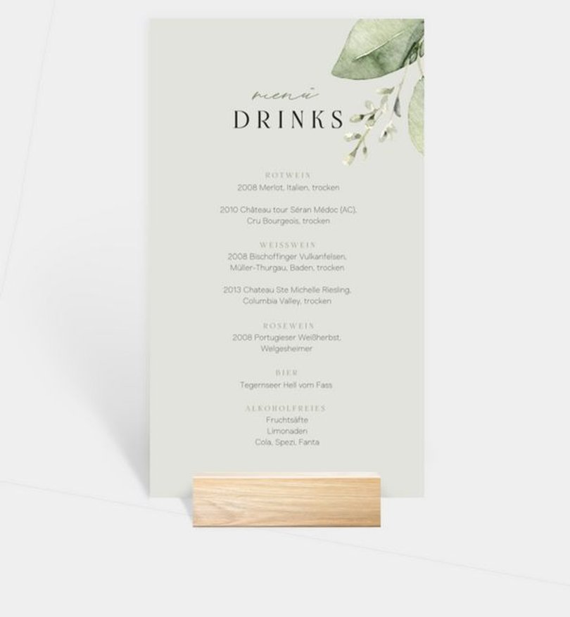 Menükarte Hochzeit Tender Love