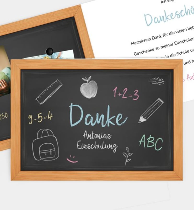 Dankeskarte Einschulung Große Tafel