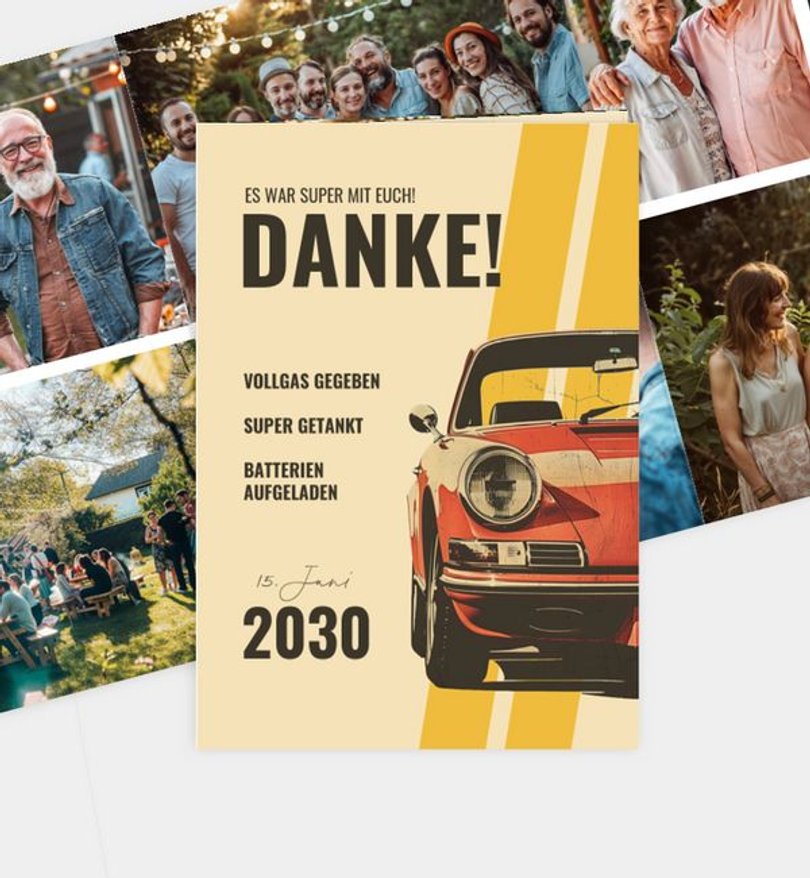 Dankeskarte Geburtstag Oldtimer
