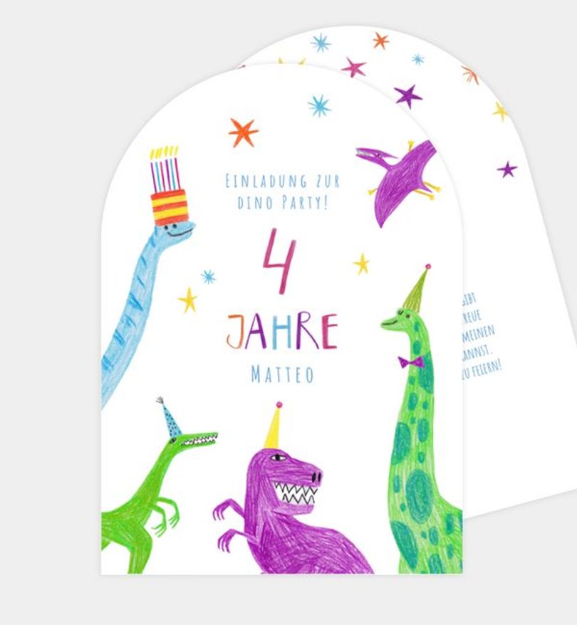 Einladungskarte Kindergeburtstag Dino Party
