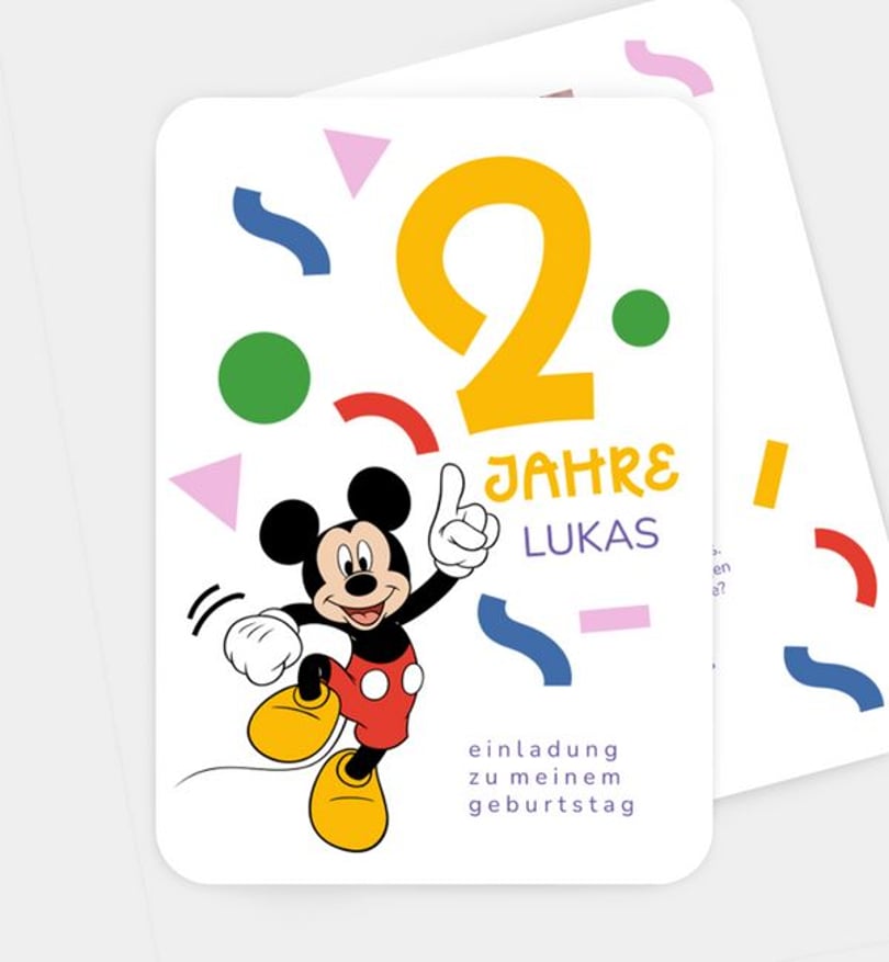 Einladungskarte Kindergeburtstag Mickey Maus · Bunte Feier