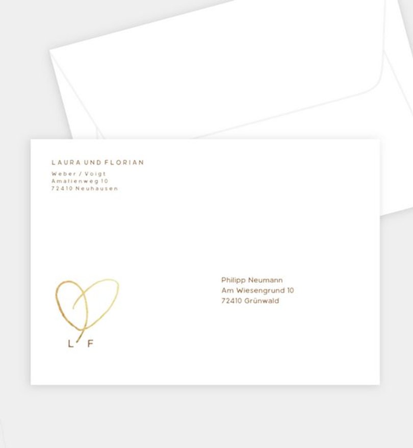 Briefumschlag Hochzeit Ewiges Herzgold · Crafty