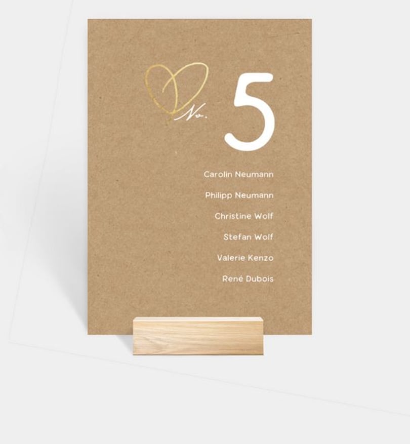 Gruppentischkarte Hochzeit Ewiges Herzgold · Crafty
