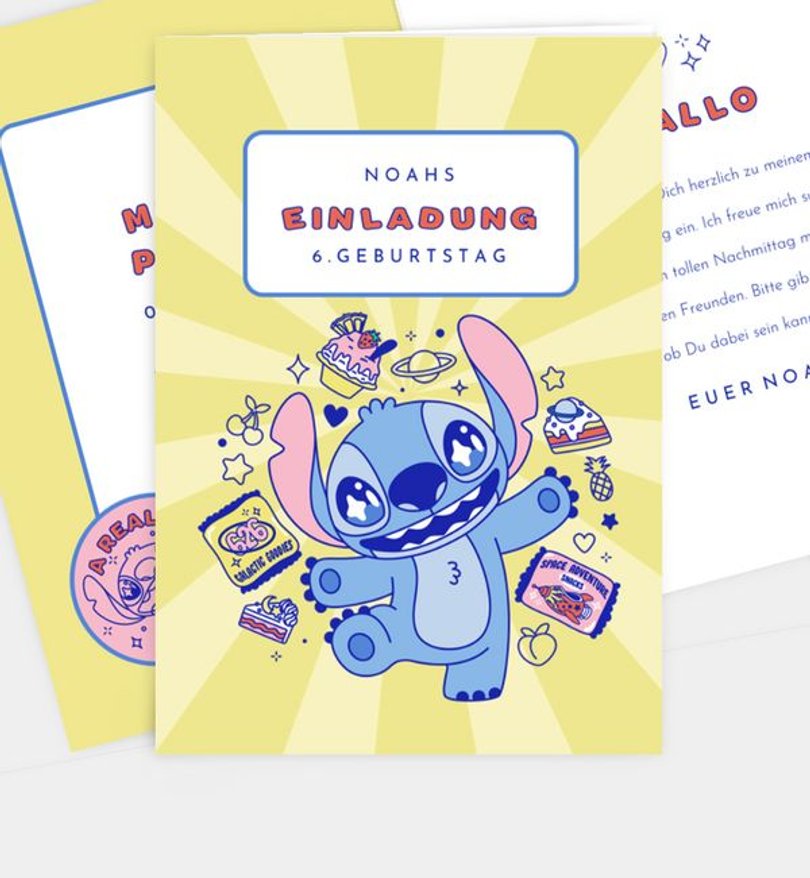 Einladungskarte Kindergeburtstag Stitch - Foodie Party