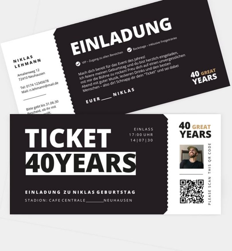 Einladungskarte Geburtstag Party Ticket
