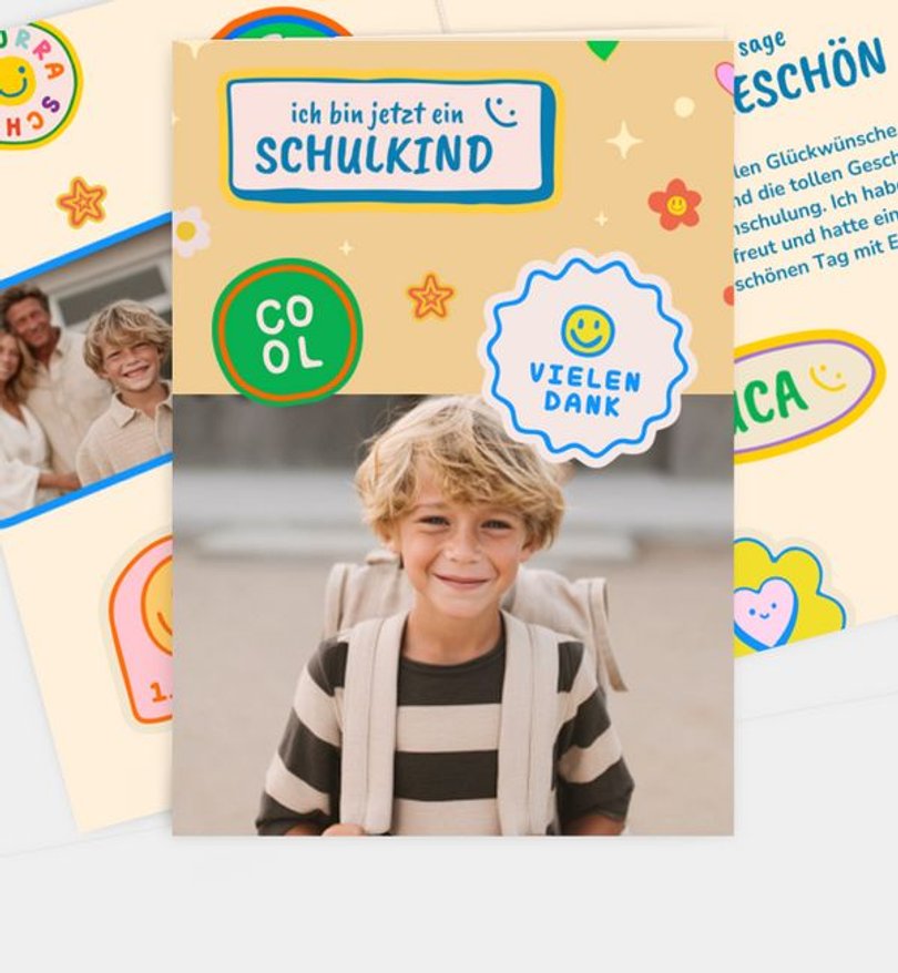 Dankeskarte Einschulung Stickerliebe