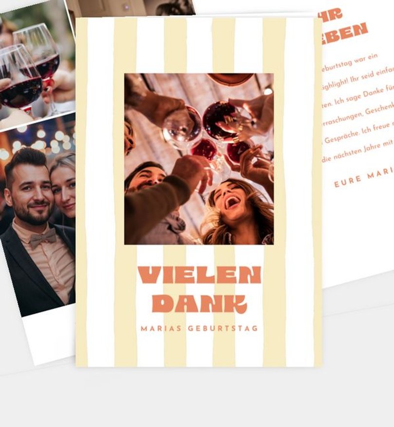 Dankeskarte Geburtstag Modern Stripes