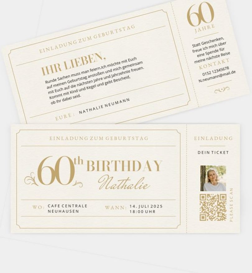 Einladungskarte Geburtstag Golden Ticket