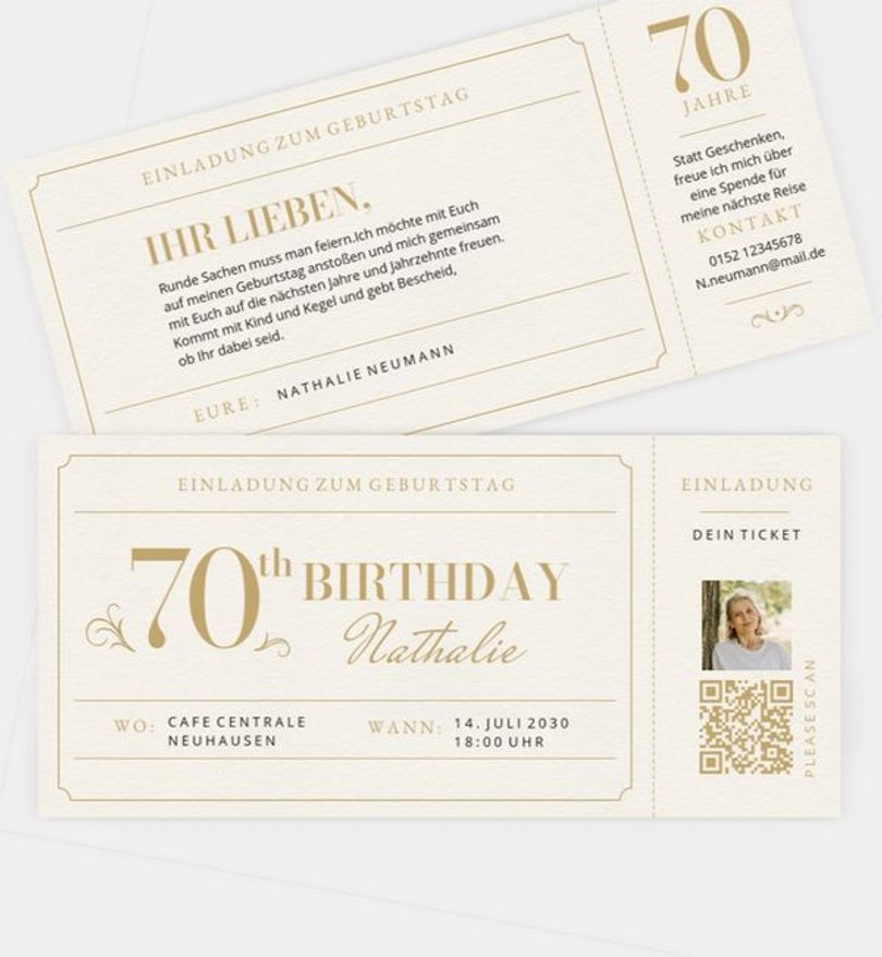 Einladungskarte Geburtstag Golden Ticket