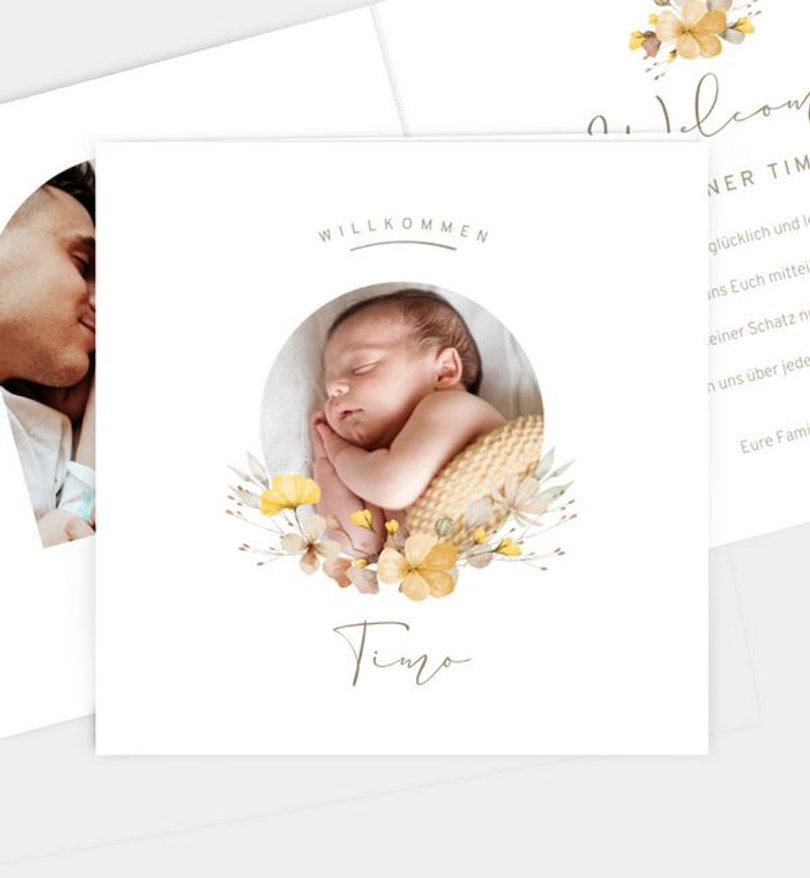 Einladungskarte Geburt Sweet little flowers