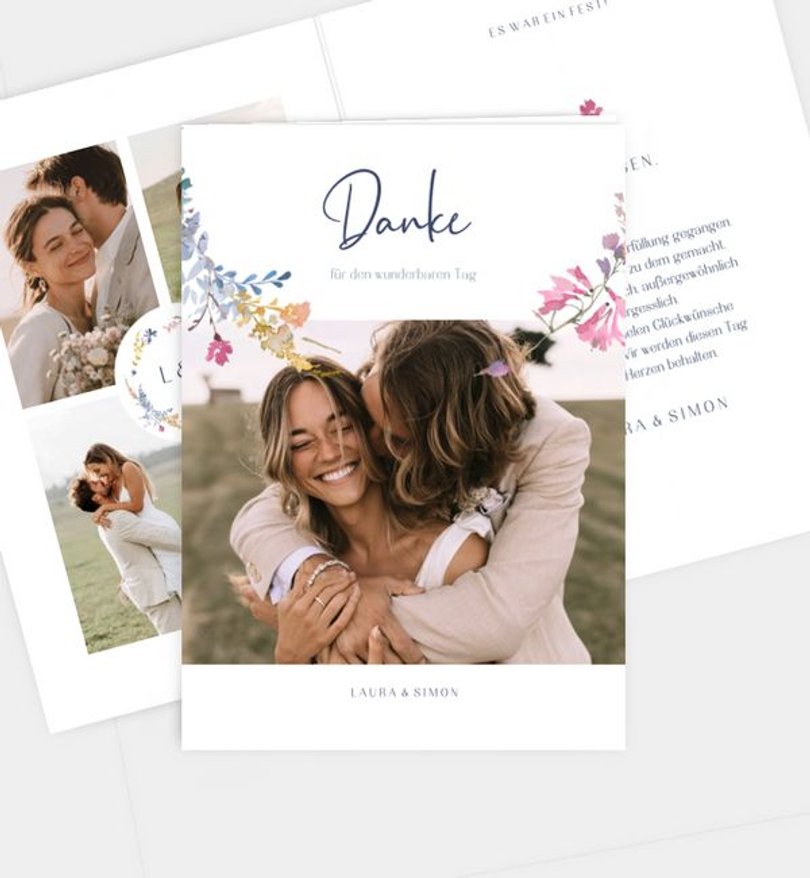 Dankeskarte Hochzeit Sommerkranz
