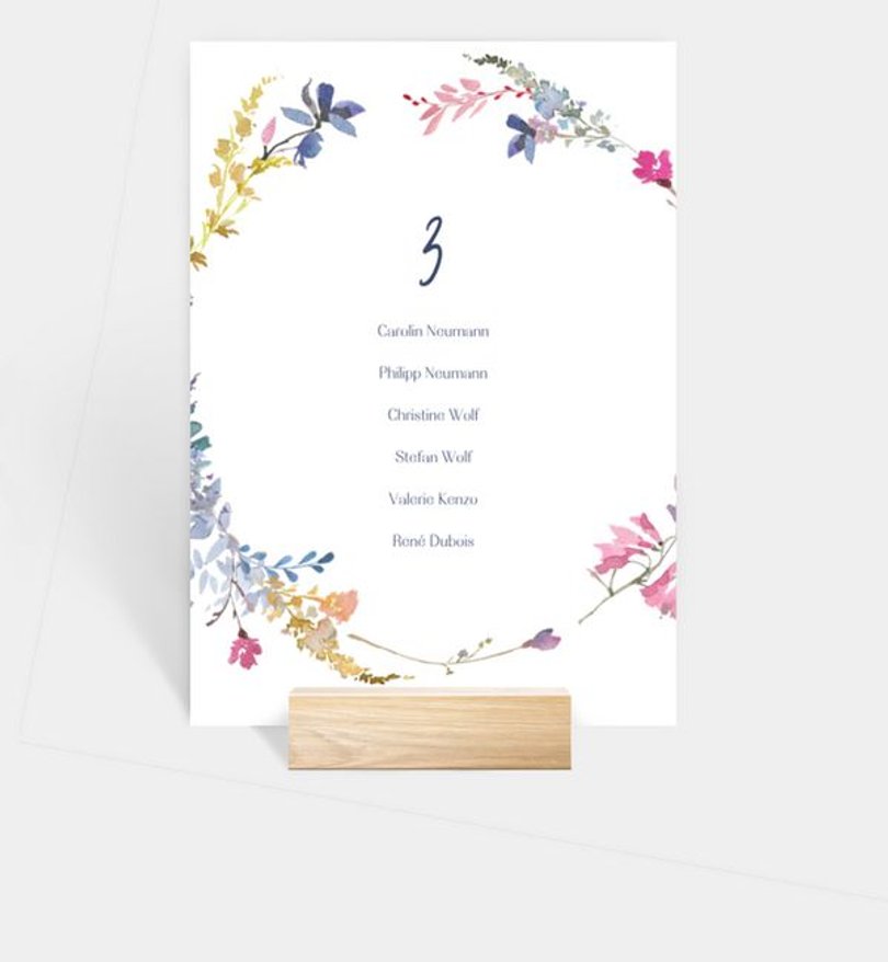 Gruppentischkarte Hochzeit Sommerkranz
