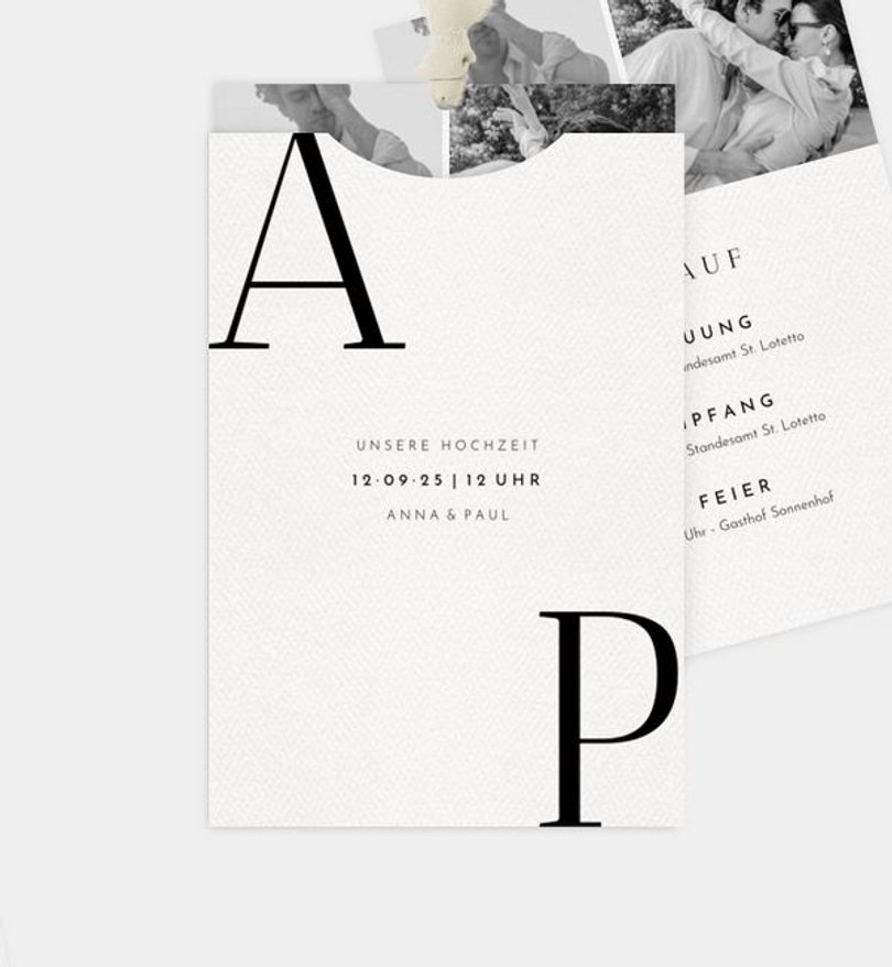 Einladung Standesamt Hochzeit Capital letters