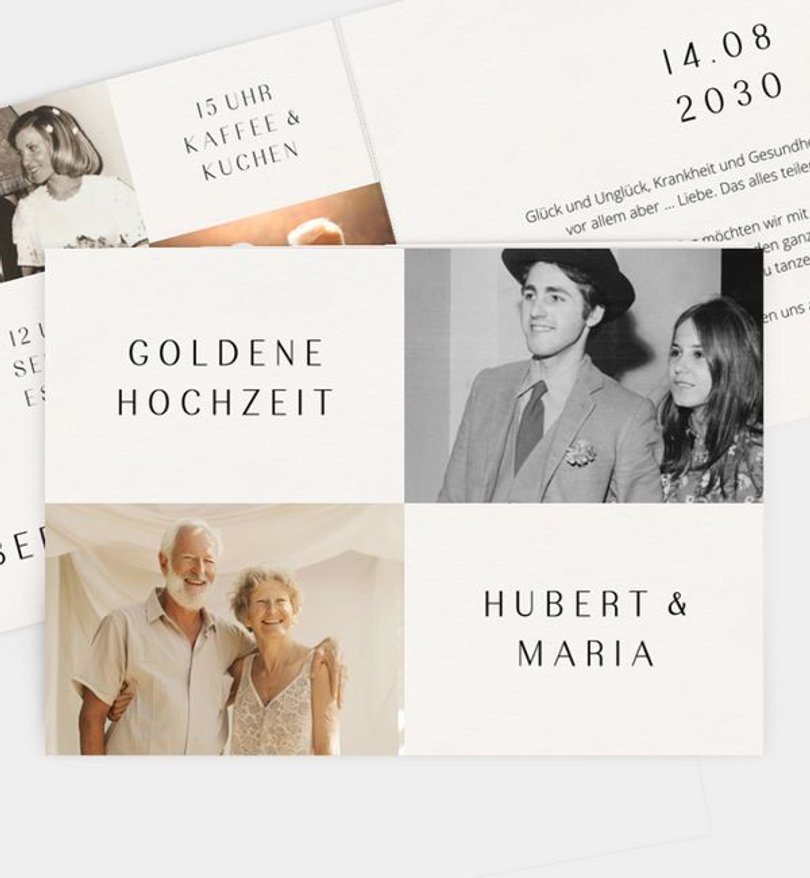 Einladungskarte Goldene-Hochzeit Simple Love