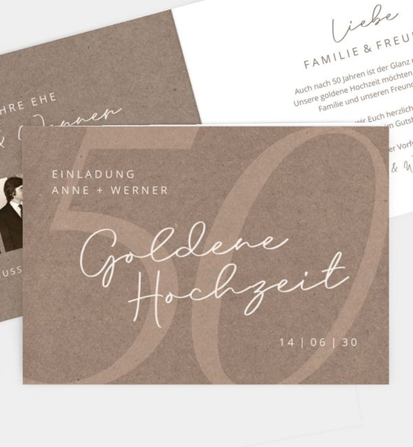 Einladungskarte Goldene-Hochzeit Elegant Anniversary